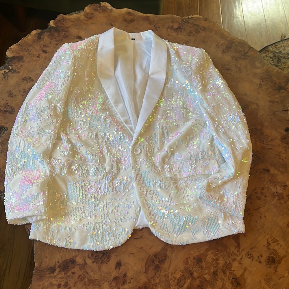 White Sequin Blazer